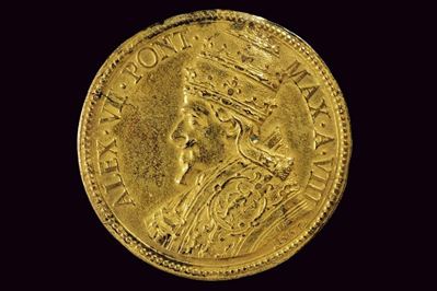 Medaglia di Alessandro VII (1655 - 1667), bronzo dorato, Stato Pontificio