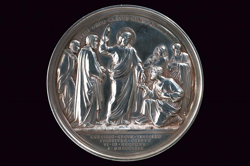 Medaglia di Pio IX, Stato Pontificio, 1869, argento, diametro 7.4 cm