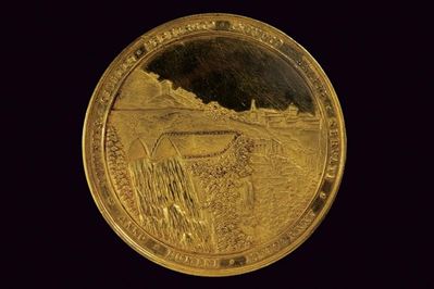 Gregorio XVI, Medaglia commemorativa in argento dorato, 1835