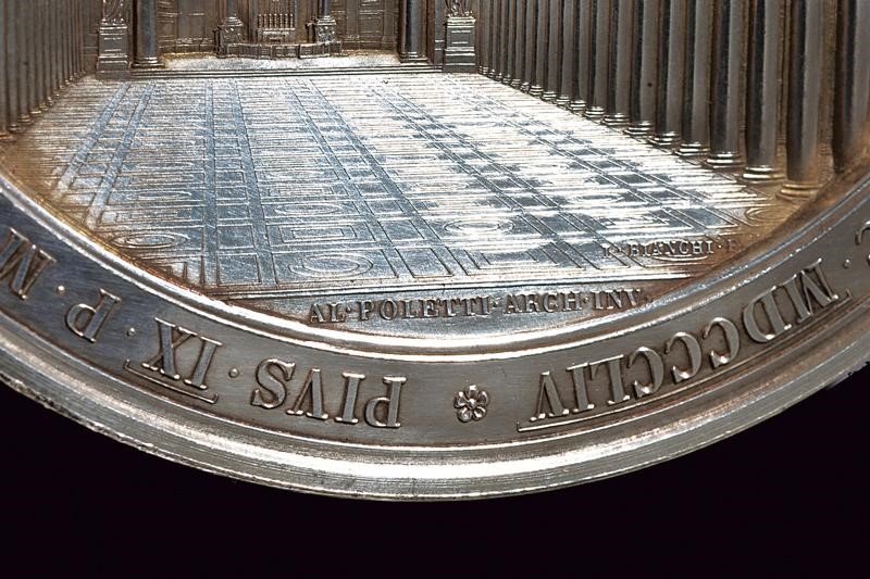 Pio IX, Medaglia commemorativa in argento, Stato Pontificio, 1854