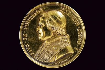 Medaglia Pio IX, oro, Stato Pontificio, 1846, diametro 4.36 cm