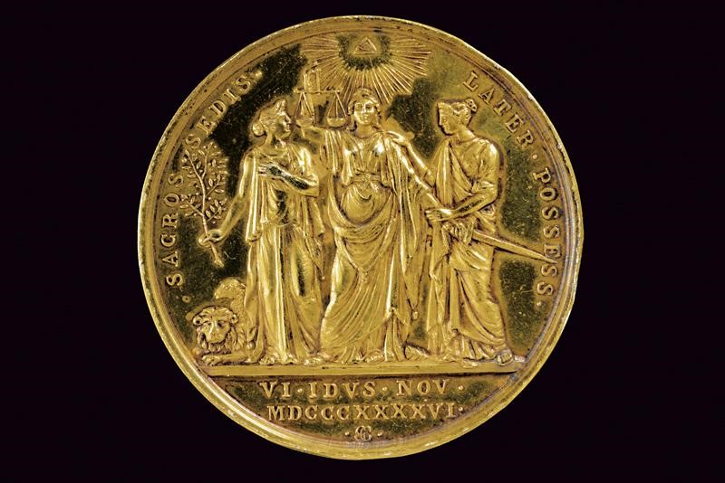 Medaglia Pio IX, oro, Stato Pontificio, 1846, diametro 4.36 cm
