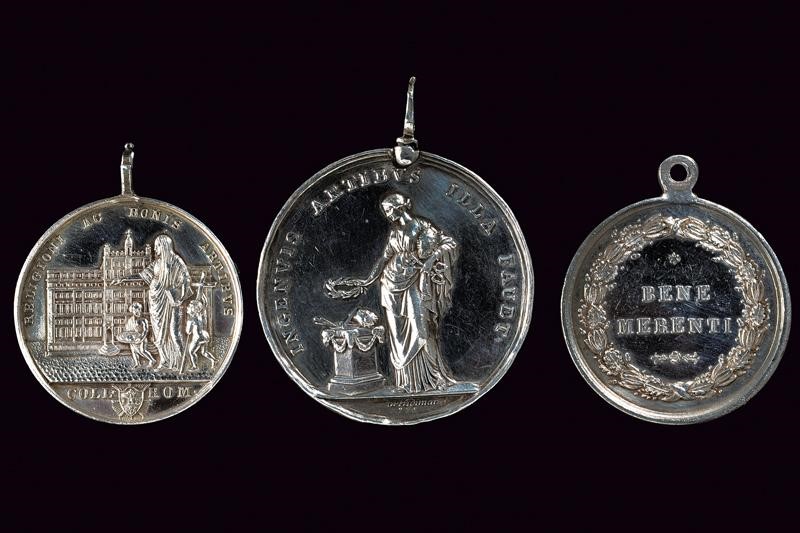 Medaglie in argento, Lotto di tre medaglie del XIX secolo
