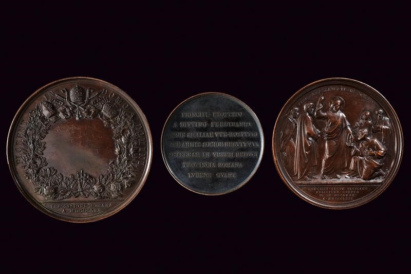 Medaglie di Pio IX in bronzo, Stato Pontificio, Seconda metà del XIX Secolo