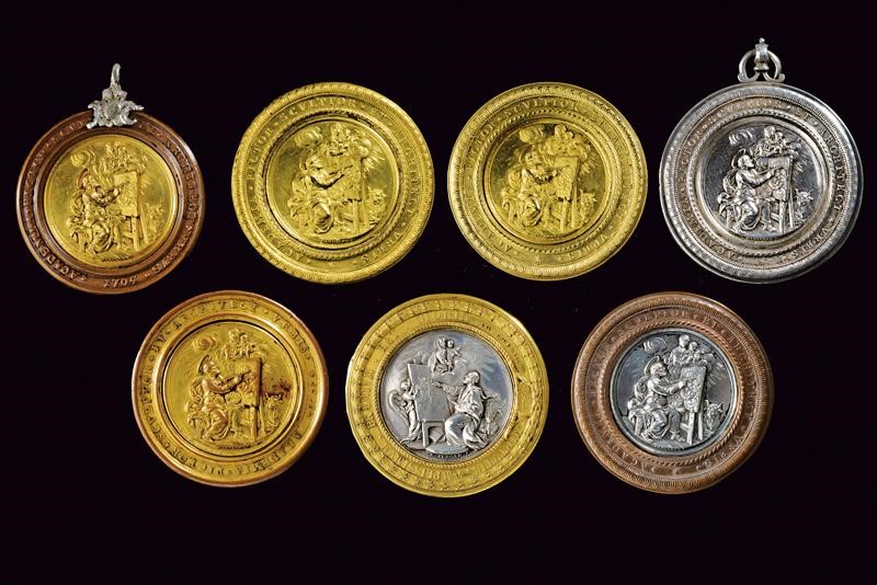 Medaglie Papali, Lotto di sette medaglie in vari materiali, Stato Pontificio, 1716