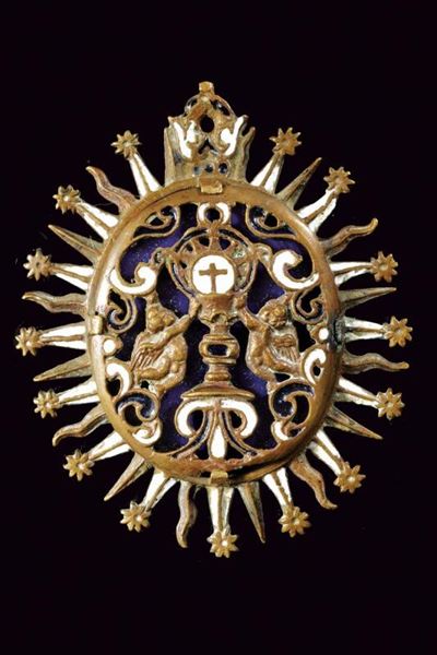 Pendente religioso, miniatura su smalto, XIX secolo
