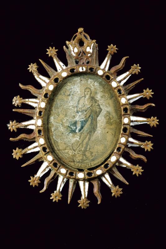 Pendente religioso, miniatura su smalto, XIX secolo