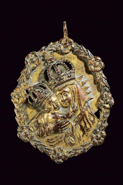 Pendente religioso in rame dorato, XVIII secolo