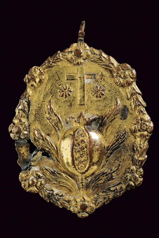 Pendente religioso in rame dorato, XVIII secolo