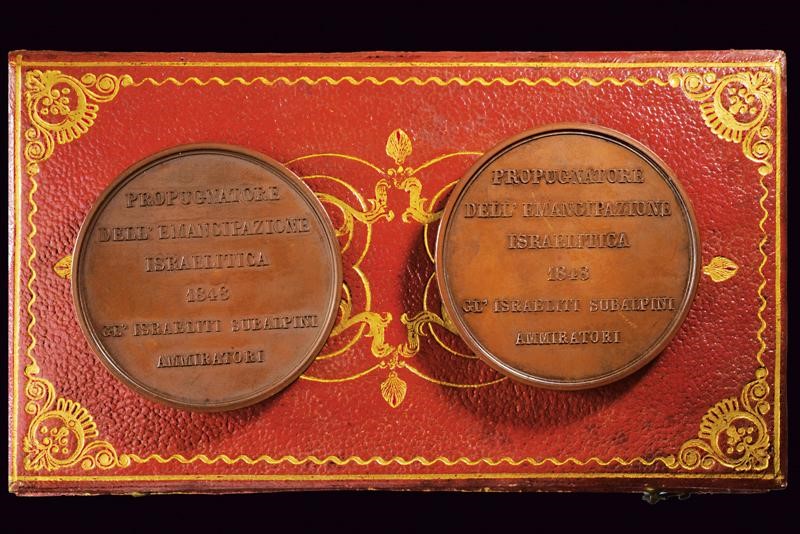 Italia, Lotto di due medaglie in bronzo, diametro 5 cm, metà XIX secolo