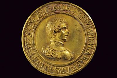 Medaglia di Leonardo Spinola, bronzo dorato, Italia, diametro 10 cm, secondo quarto del XVII Sec.
