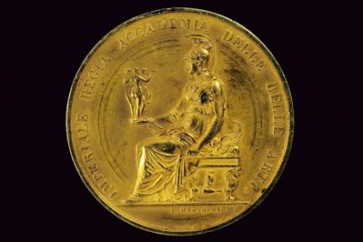 Medaglia Imperiale Regia dell'Accademia delle Belle Arti, argento dorato, XIX secolo