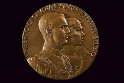 Medaglia commemorativa delle nozze di Umberto II di Savoia e Maria José del Belgio, bronzo, 1930 ...