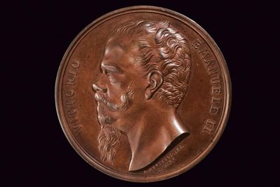 Medaglia ricordo di Vittorio Emanuele II, Bronzo, Regno d'Italia, 1878, Diametro 7.4 cm