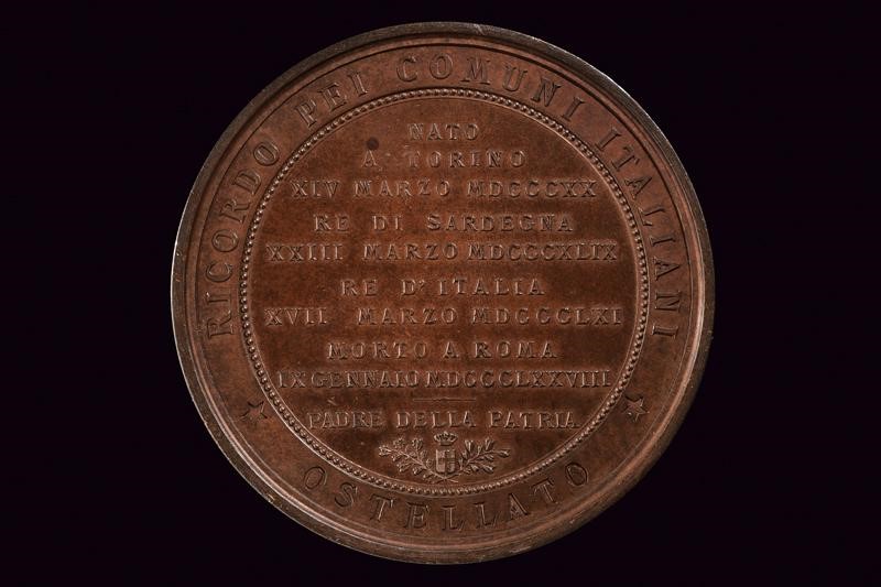 Medaglia ricordo di Vittorio Emanuele II, Bronzo, Regno d'Italia, 1878, Diametro 7.4 cm