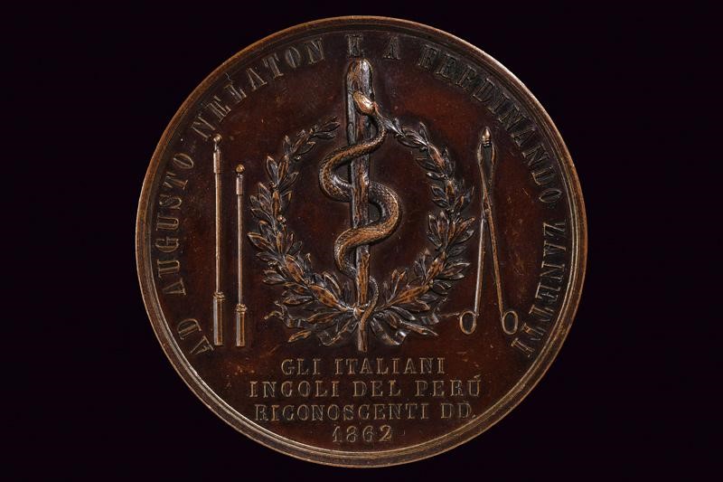 Medaglia di Garibaldi per Nelaton e Zanetti, bronzo, Regno d'Italia, 1862