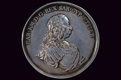 Medaglia per il matrimonio di Vittorio Amedeo II e Antonia Fernanda di Spagna, Regno di Sardegna,...