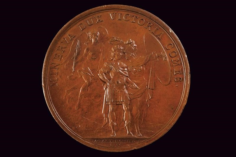 Carlo Emanuele III, Medaglia alle doti del sovrano, bronzo, Regno di Sardegna, 1739