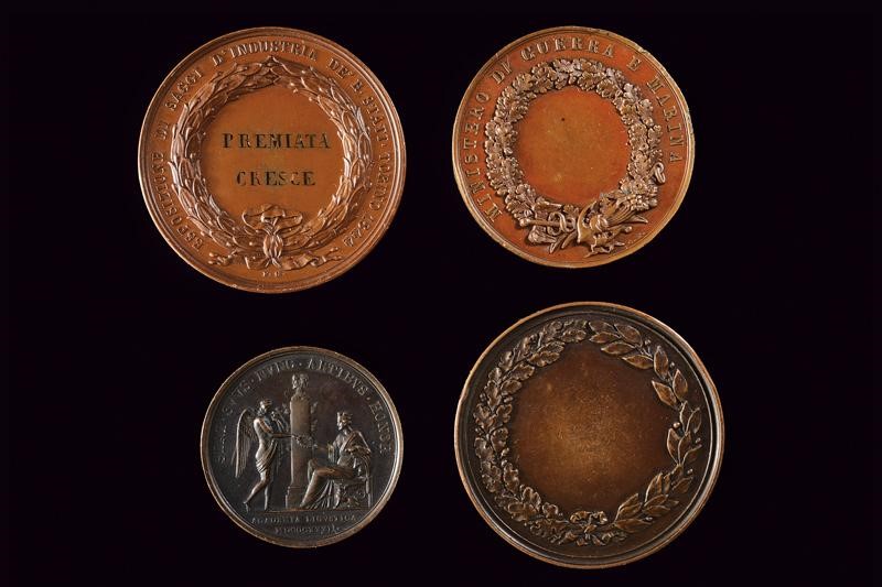 Carlo Alberto di Savoia, Lotto di quattro medaglie in bronzo, Regno di Sardegna