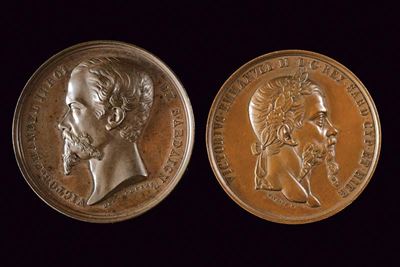 Lotto di Due Medaglie Relative alla Spedizione di Crimea, Vittorio Emanuele II (1849-78)