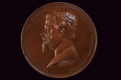 Medaglia commemorativa di Vittorio Emanuele II, Regno di Sardegna, 1855 circa, bronzo, diametro 7...