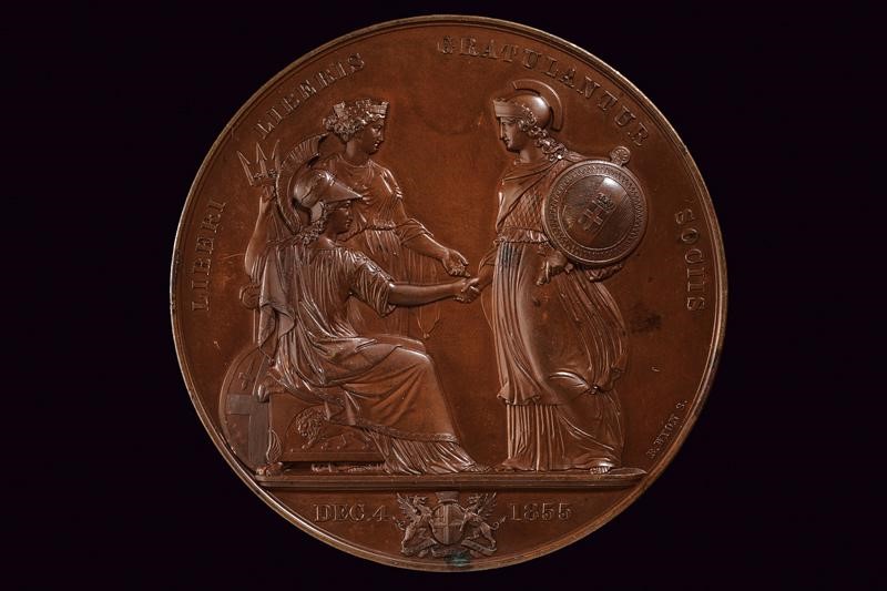 Medaglia commemorativa di Vittorio Emanuele II, Regno di Sardegna, 1855 circa, bronzo, diametro 7...