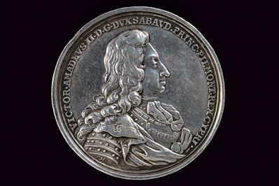 Medaglia commemorativa per la fine dell'assedio di Torino 1706, Vittorio Amedeo II