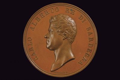 Giuseppe Ferraris, Medaglia in bronzo di Carlo Alberto Re di Sardegna, 1838