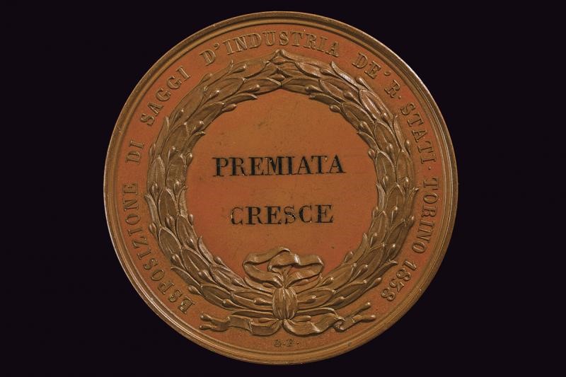 Giuseppe Ferraris, Medaglia in bronzo di Carlo Alberto Re di Sardegna, 1838