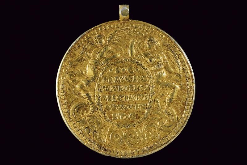 Francesco Morosini, Medaglia commemorativa, bronzo dorato, 1690 circa