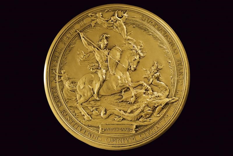 Medaglia commemorativa Cristoforo Colombo, Rapallo 1922, diametro 10 cm