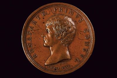 Medaglia di Napoleone I Console, Repubblica Cisalpina, bronzo, 1800