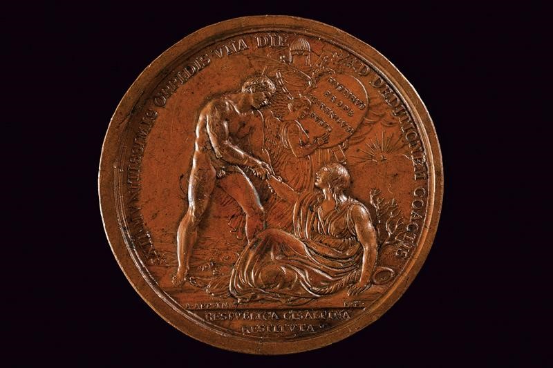 Medaglia di Napoleone I Console, Repubblica Cisalpina, bronzo, 1800