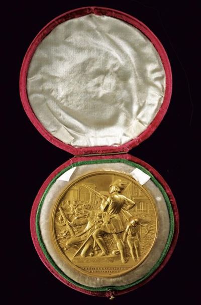 Medaglia commemorativa 'Cinque giornate di Milano', 1848, argento dorato