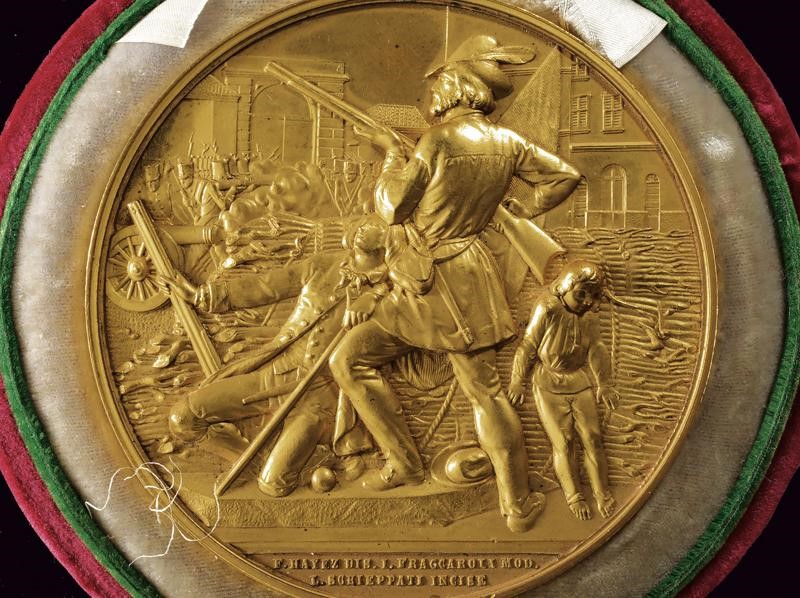 Medaglia commemorativa 'Cinque giornate di Milano', 1848, argento dorato