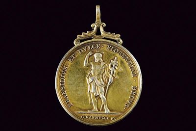 Medaglia della Società di San Giovanni Battista ai soci benemeriti, Granducato di Toscana, 1828