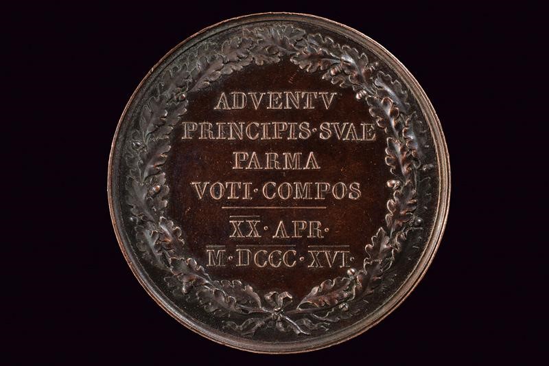 Medaglia di Maria Luigia d'Austria, Ducato di Parma e Piacenza, 1816, bronzo, diametro 4.1 cm