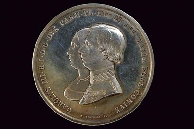 Carlo III di Borbone, Medaglia commemorativa, Ducato di Parma e Piacenza, 1849