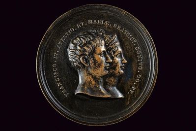 Medaglia di Francesco V D'Este, bronzo, Modena, 1833, diametro 6.44 cm