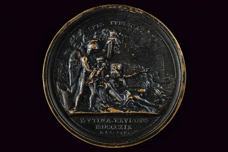 Medaglia di Francesco V D'Este, bronzo, Modena, 1833, diametro 6.44 cm