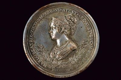 Medaglia di Maria Beatrice di Savoia (1792-1840), rame argentato, Modena, XIX/XX secolo