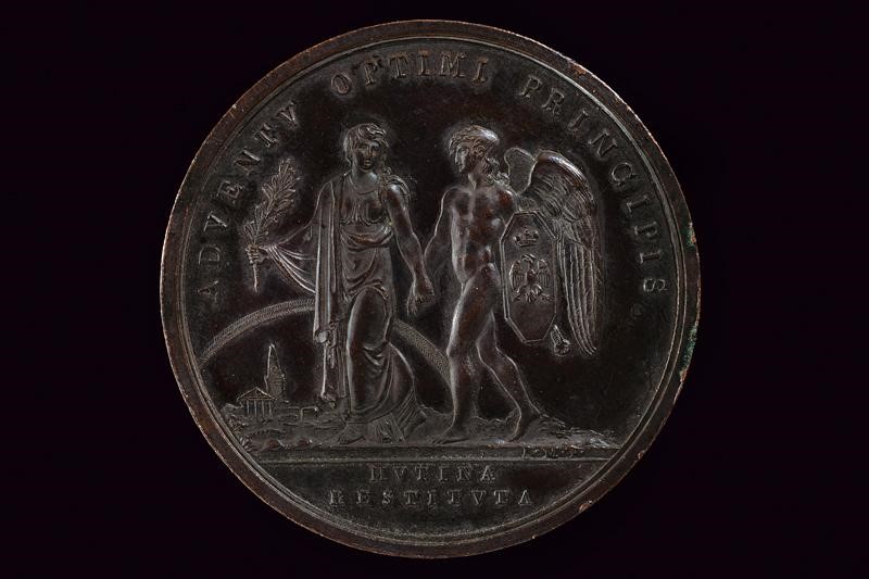 Medaglia di Francesco IV d'Este, bronzo, Modena, 1814