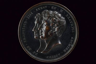 Francesco IV d'Este, Medaglia commemorativa in bronzo, Modena, 1831