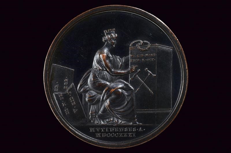 Francesco IV d'Este, Medaglia commemorativa in bronzo, Modena, 1831