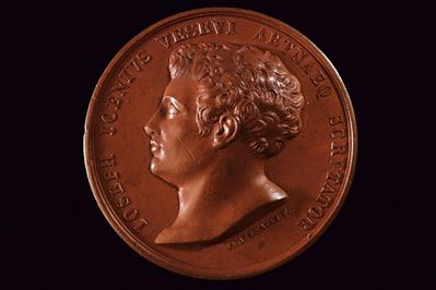 Giuseppe Gioeni, Medaglia commemorativa di Ferdinando II (1834), bronzo, diametro 4 cm