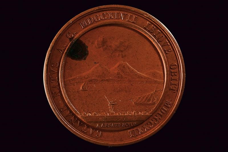 Giuseppe Gioeni, Medaglia commemorativa di Ferdinando II (1834), bronzo, diametro 4 cm