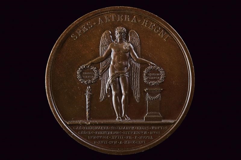 Regno delle Due Sicilie, Medaglia per le nozze del Duca di Berry con M. Carolina, 1816, bronzo, d...