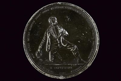 Medaglia commemorativa di Francesco Bentivegna e Agesilao Milano, Regno delle Due Sicilie, 1856