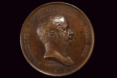 Medaglia commemorativa di Francesco I delle Due Sicilie, bronzo, 1825-1830