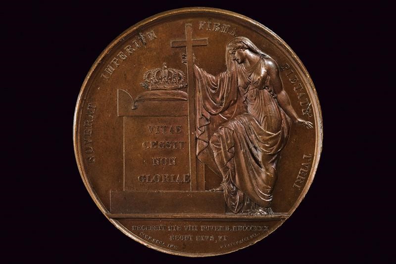 Medaglia commemorativa di Francesco I delle Due Sicilie, bronzo, 1825-1830